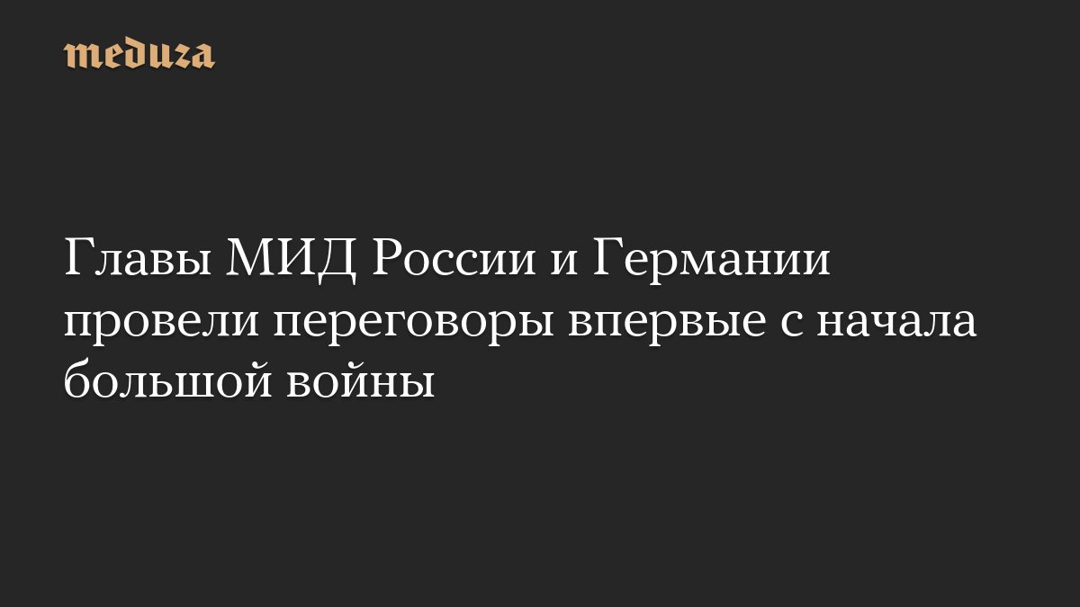 Главы МИД России и Германии провели переговоры впервые с начала большой <i>войны</i> — Meduza