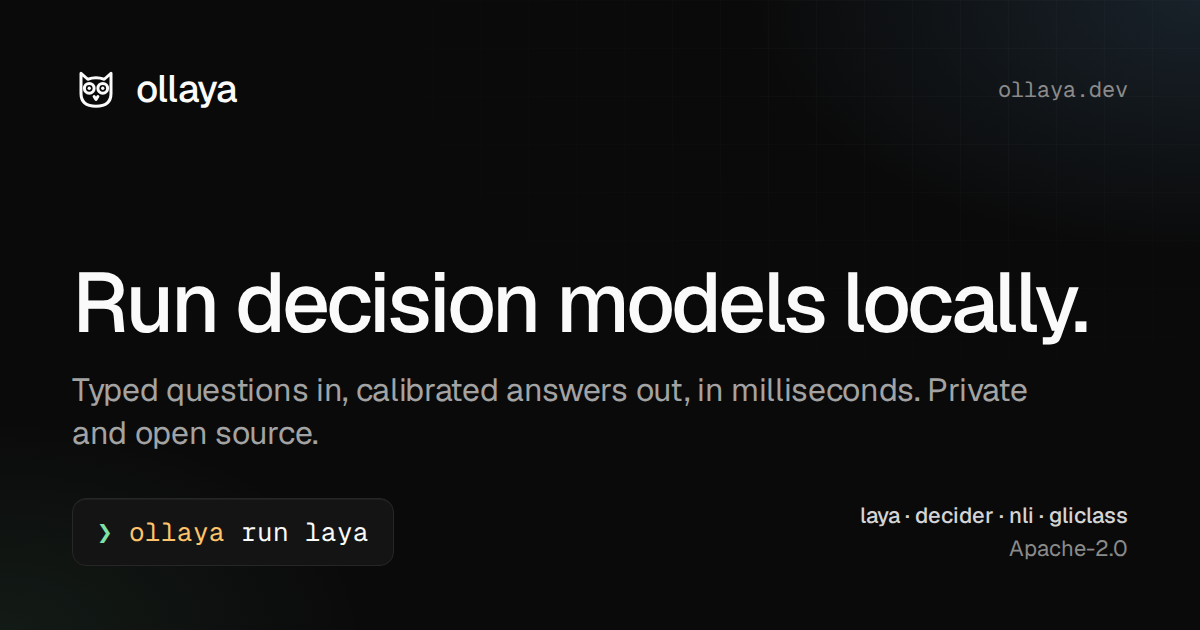 Ollaya – Ollama for open-source, Jev-style decision models