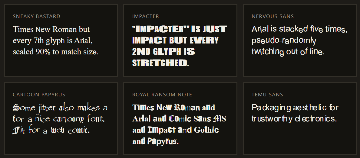 Show HN: Make cursed fonts like Times New Bastard